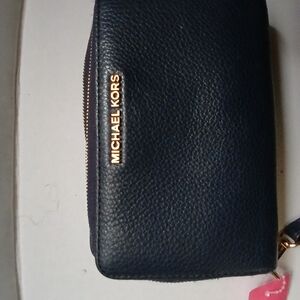 Michael Kors Black Leather Wristlet